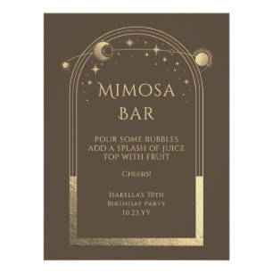 Póster Celestial Mocha Dourada Mimosa Bar Sun Stars