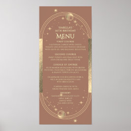 Poster Celestial Mocha Dourada Sun Moon Stars aniversário