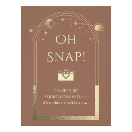 Póster Celestial Mocha Dourada Sun Moon Stars Oh Snap