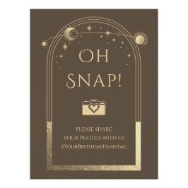 Póster Celestial Mocha Dourada Sun Moon Stars Oh Snap