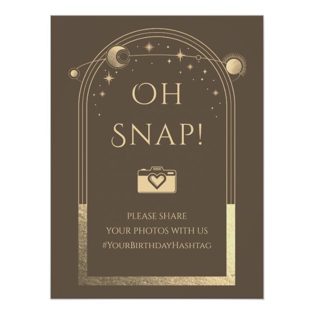 Póster Celestial Mocha Dourada Sun Moon Stars Oh Snap (Frente)