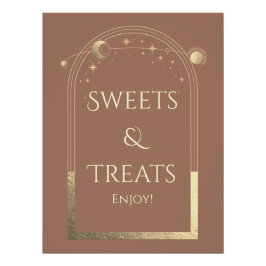 Póster Celestial Mocha Dourado Aniversário Doce e Tratame