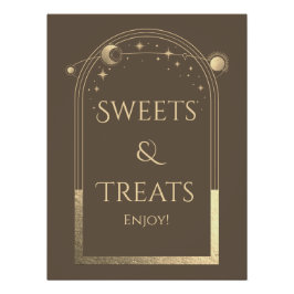 Póster Celestial Mocha Dourado Aniversário Doce e Tratame