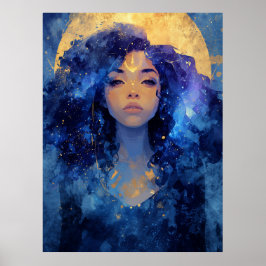 Poster Celestial Moon Goddess Wall Art
