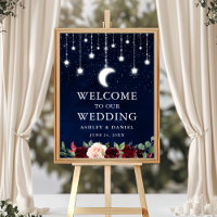 Celestial Moon Stars Lights Floral Weding Bem-vind