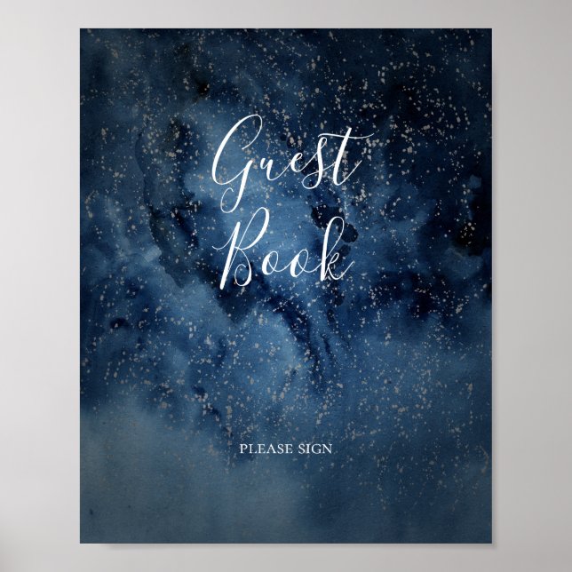 Poster Celestial Night Sky | Símbolo de Livro de Convidad (Frente)
