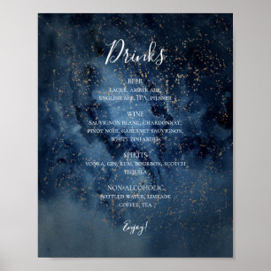 Poster Celestial Night Sky   Sinal de menu Bebidas Dourad