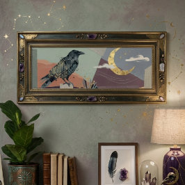 Poster Celestial Raven Moon Art – Gothic Nature