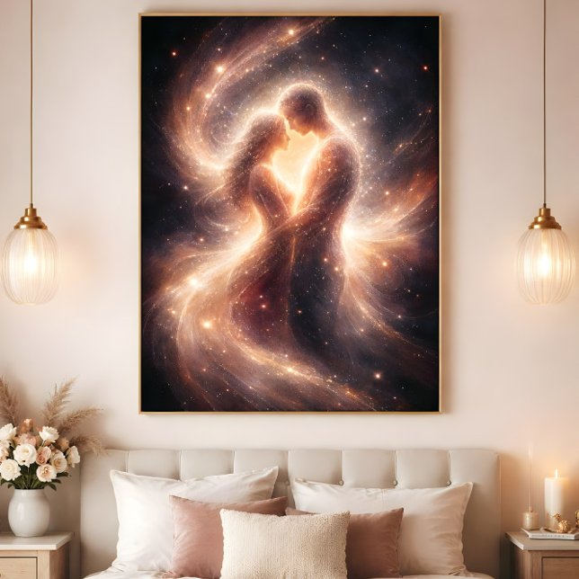 Poster Celestial Union – Abstract Cosmic Couple Art (Criador carregado)