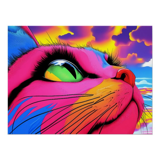 Póster Célestial Whiskers: Sonho de Gato (Frente)