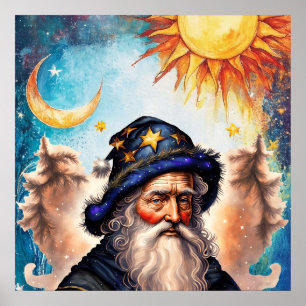 Poster Celestial Wizard Sun e Lua