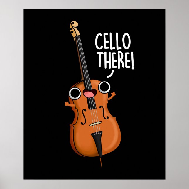 Poster Cello Lá Música Engraçada Pun Escuro BG (Frente)