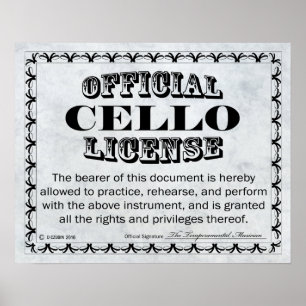 Póster Cello License