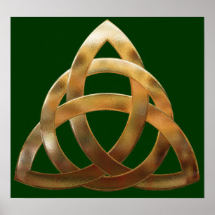 Póster Celtic Dourada Trinity Knot