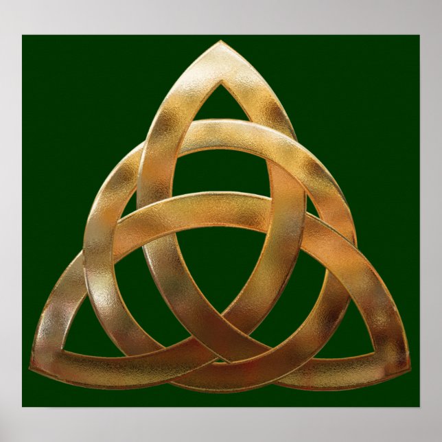 Póster Celtic Dourada Trinity Knot (Frente)