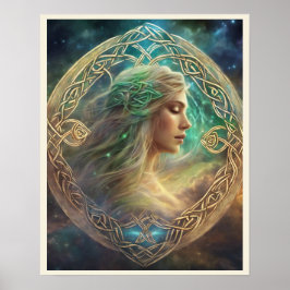 Poster Celtic Knot Blond Hair Mulher do Retrato Fancioso