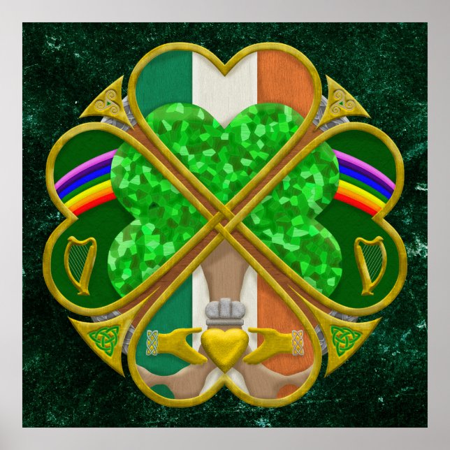 Poster Celtic Shamrock Heritage Symbol Irish Inspired (Frente)