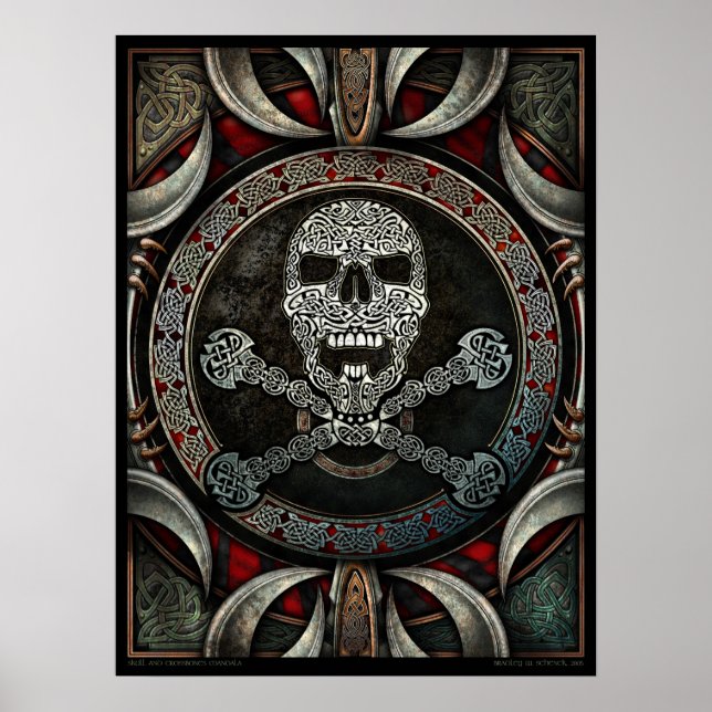 Poster Celtic Skull & Crossbones Mandala (18x24") (Frente)
