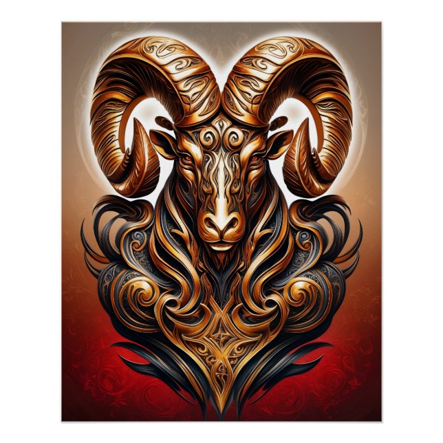 Póster Celtic Tribal Aries Zodiac Art Poster (Frente)
