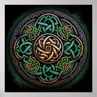 Poster Célula Nó Verde Dourado