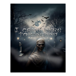 Póster Cemitério Assustador de Halloween & Múmia