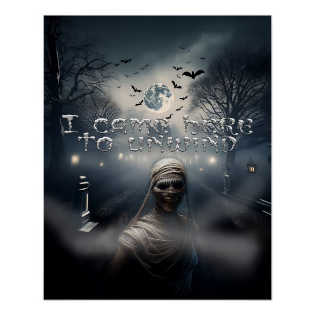 Póster Cemitério Assustador de Halloween & Múmia (Frente)