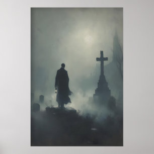 Poster Cemitério Gótico Arte Imprimível Academia Sombria