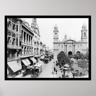 Póster Cena 1906 da rua de Montevideo, Uruguai