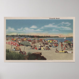 Póster Cena aglomerada da praia