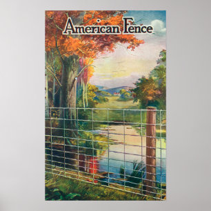 Póster Cena americana da borda da estrada da cerca do Co