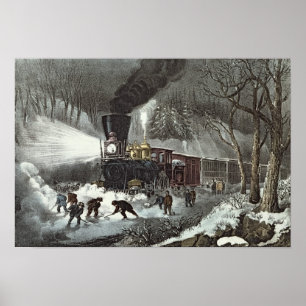 Póster Cena americana da estrada de ferro, 1871