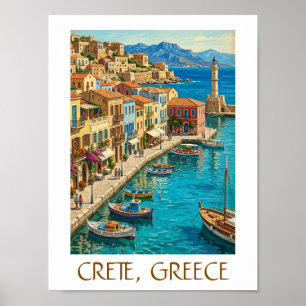 Poster Cena Antiga Creta Grécia Paisagem de Viagem Medite