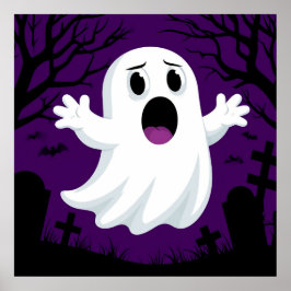Poster Cena Assustadora de Halloween com Fantasma de Dese