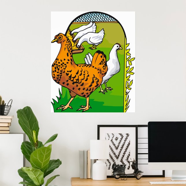 Poster Cena Campestre de Galinheiro de Frango Fresco da F (Criador carregado)