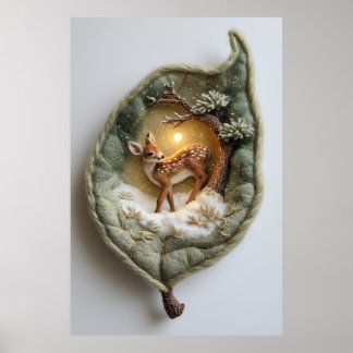 Poster Cena Caprichosa de Fawn de Inverno Aconchegante Ar