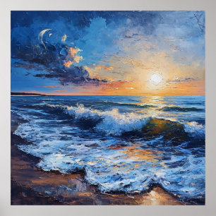 Poster Cena costeira ao pôr do sol