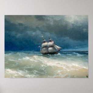 Póster Cena costeira com Stormy Waters Ivan Aivazovsky