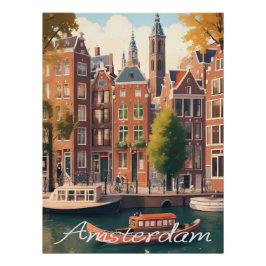 Póster Cena da Arquitetura do Canal de Amsterdã Holanda