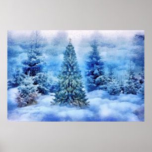 Poster Cena da árvore de Natal