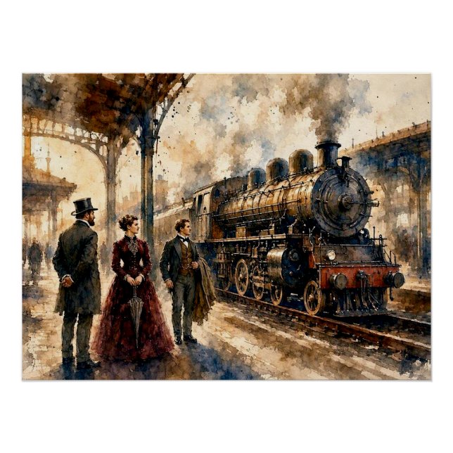 Póster Cena da Estação de Trem Vitoriana,  (Frente)