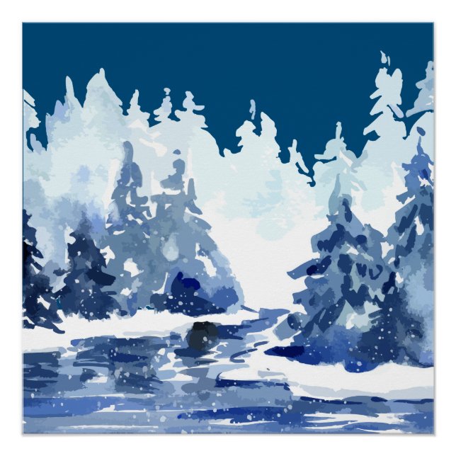 Póster Cena da Floresta de Inverno (Frente)