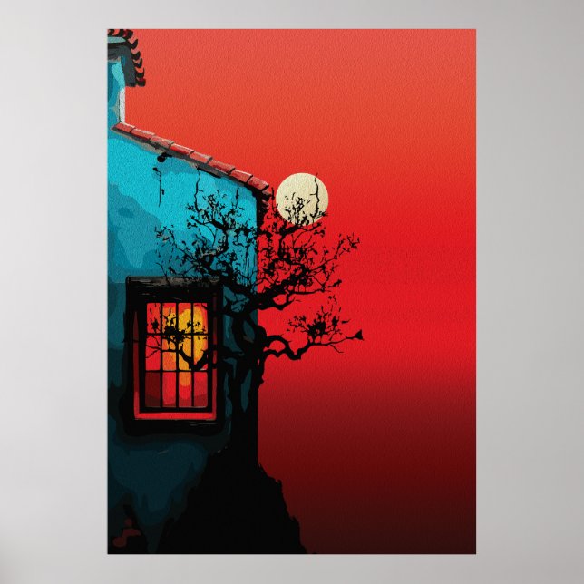 Poster Cena da Janela do Crepúsculo Místico (Frente)