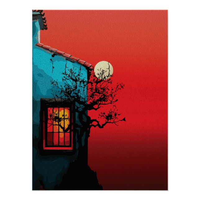 Póster Cena da Janela do Crepúsculo Místico (Frente)