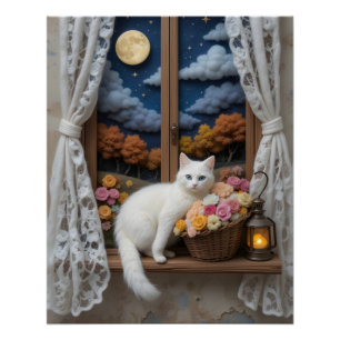 Póster Cena da Janela Noturna Cozy