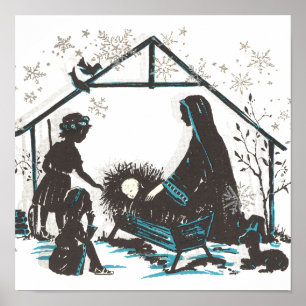 Poster Cena da Natividade Natal do Santo Bebê Jesus