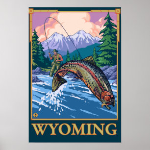 Poster Cena da pesca com mosca - Wyoming