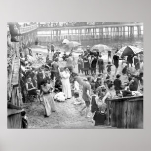 Póster Cena da praia de Coney Island