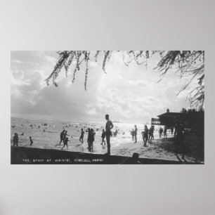 Póster Cena da praia de Waikiki em Honolulu