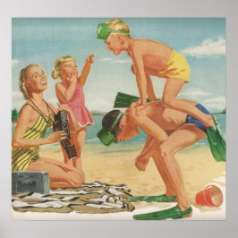 Poster Cena da praia dos anos 50