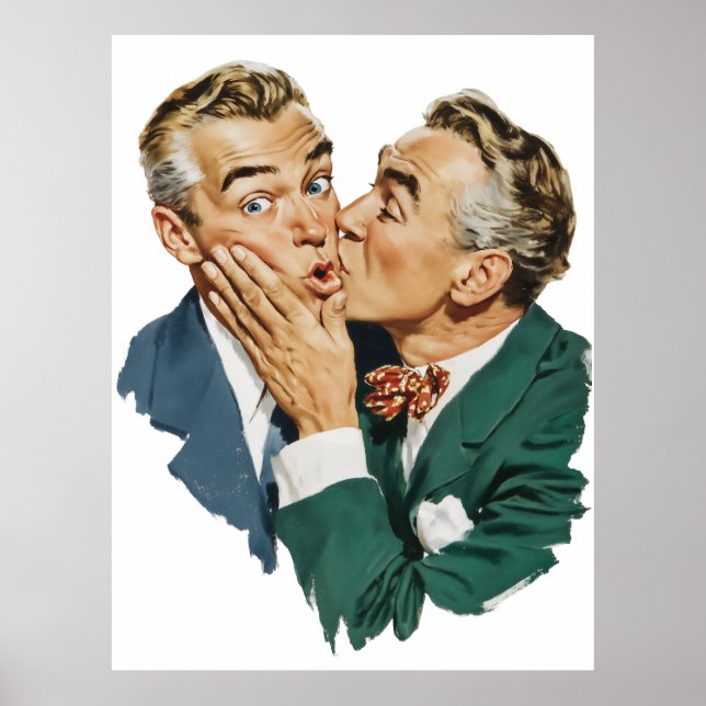 Poster Cena de Beijo Surpresa com Humor Antigo (Frente)